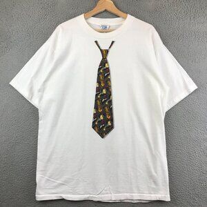 Vintage 90s Printworks Musical Tie Funny Humor Single Stitch Jazz Band Music XL